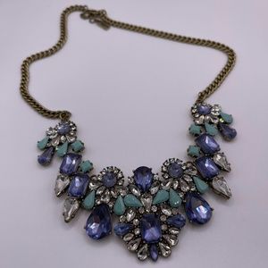 BaubleBar Vintage Coral and Sea-blue Rhinestone Necklace